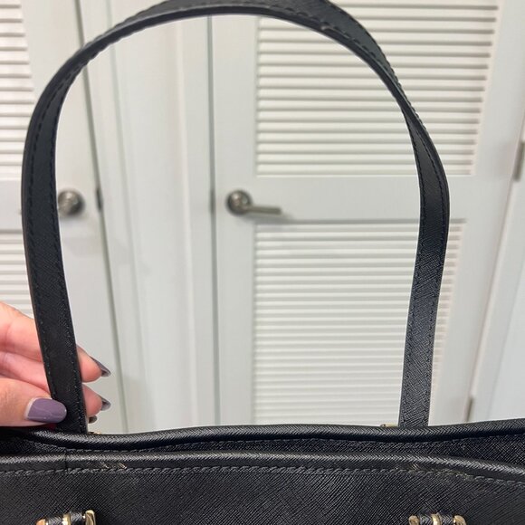 Authentic Michael Kors Jet Set Travel Saffiano Leather Top-Zip Tote Bag Black - Picture 9 of 15